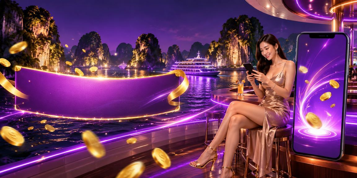 Cảnh vịnh Hạ Long lung linh về đêm gợi lên không khí giải trí và bonus hấp dẫn tại kqxsvt